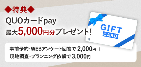 特典 QUOカードPay最大5,000円分プレゼント！